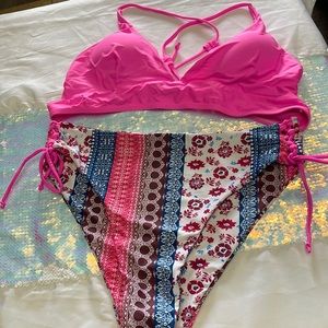 2 Pcs/Set Women's High Waisted Bikini Sets Swimsuit High Cut 2 PieceBath…